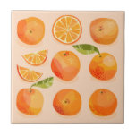 Citrus Orange Fruit Ceramic Tile<br><div class="desc">Zingy and delicious orange citrus fruit on a blush pink background.  Perfect for foodies and anyone who loves cooking.
Original art by Nic Squirrell.</div>