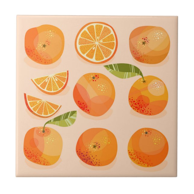 Citrus Orange Fruit Ceramic Tile (Front)