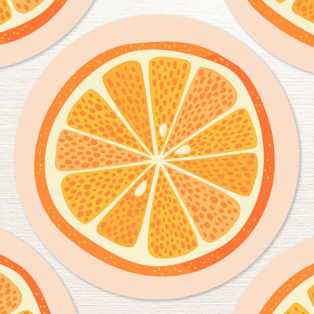 Citrus Orange Fruit Classic Round Sticker (Fun citrus orange slice stickers)