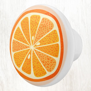 Citrus Orange Fruit Fun Ceramic Knob