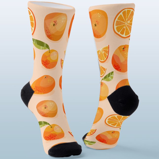 Citrus Orange Fruit Fun Socks (Fun citrus orange blush pink socks)