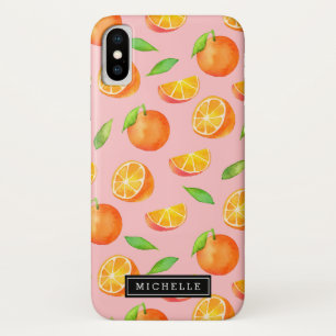 Citrus Orange Fruit Pattern   Add Your Name iPhone X Case