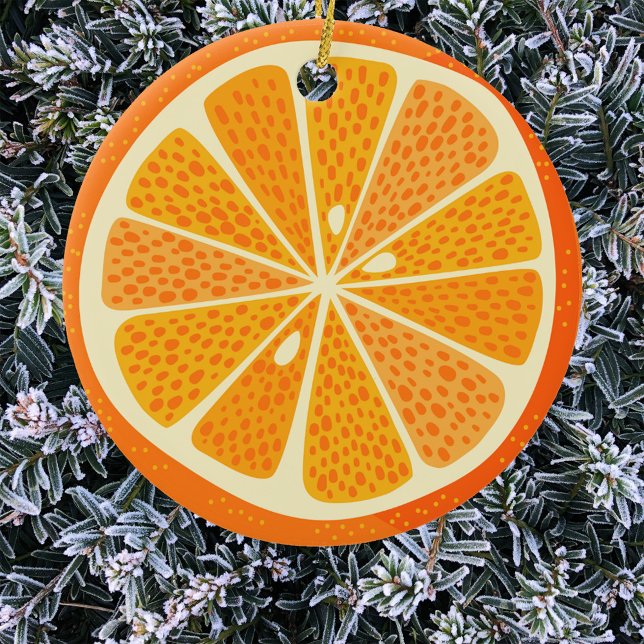 Citrus Orange Fun Festive Ceramic Ornament (Fun citrus orange slice ceramic ornament)