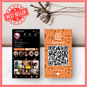 Citrus Orange Hair Salon Instagram QR Business Card