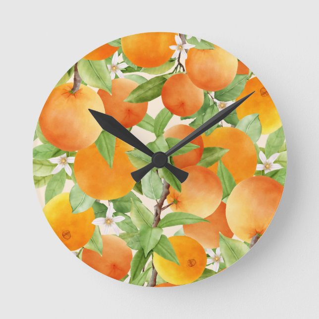 Citrus Orange Kitchen design Round Clock (Front)