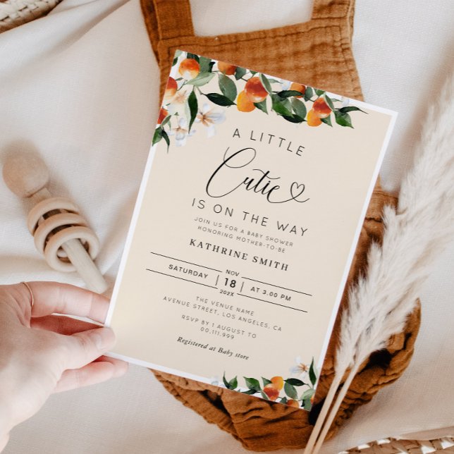 Citrus orange little cutie baby shower invitation (Creator Uploaded)
