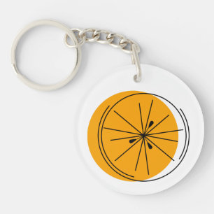 Citrus Orange Monogram circle double-sided Key Ring