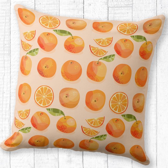 Citrus Orange Pattern Cushion (Citrus oranges pattern throw pillow)