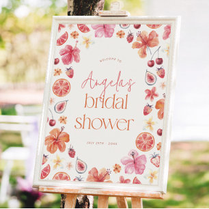 Citrus Orange Pink Bridal Shower Welcome Sign