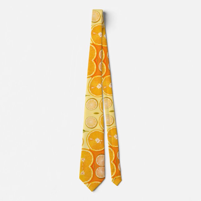 Citrus Orange Slice Vibrant Summer Fruit Tie (Front)