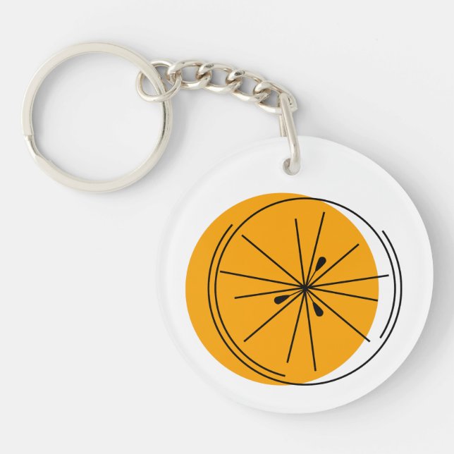 Citrus Orange Text circle double-sided Key Ring (Front)
