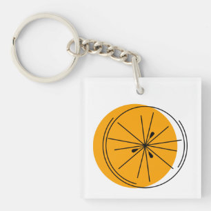 Citrus Orange Text square double-sided Key Ring