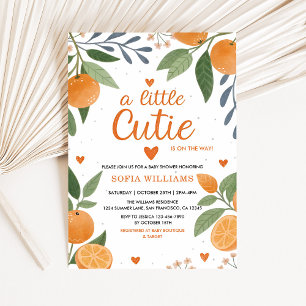 Citrus Orange Themed Little Cutie Baby Shower Invitation