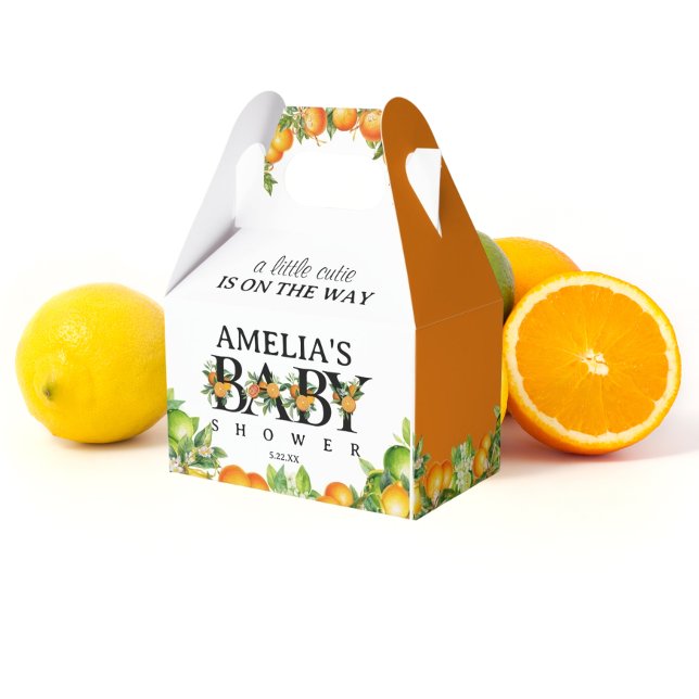 Citrus Orange White Floral Thank You Baby Shower Favour Box (Creator Uploaded)