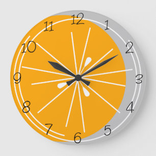 Citrus Orange White numbers clock grey