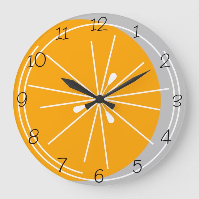Citrus Orange White numbers clock grey (Front)