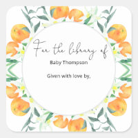 Citrus oranges - baby shower bookplate