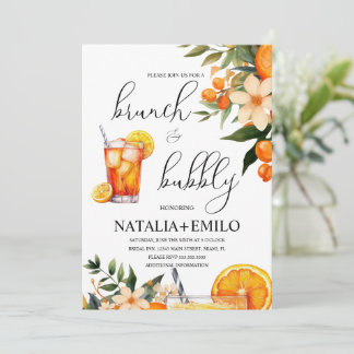 Citrus Oranges Floral Drink Bridal Shower Brunch Invitation