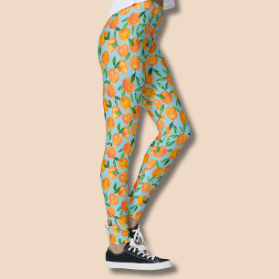 Citrus oranges fruit pattern leggings