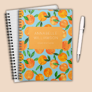 Citrus oranges fruit pattern personalised notebook