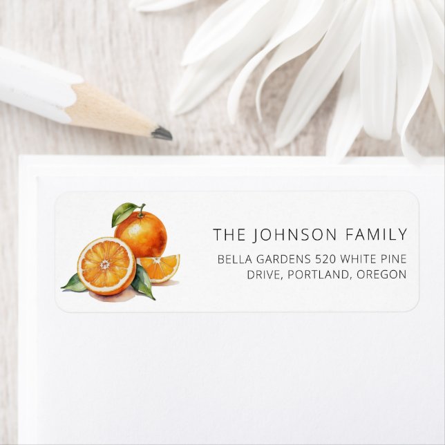Citrus Oranges Fruits Baby Shower Return Address Label (Insitu)