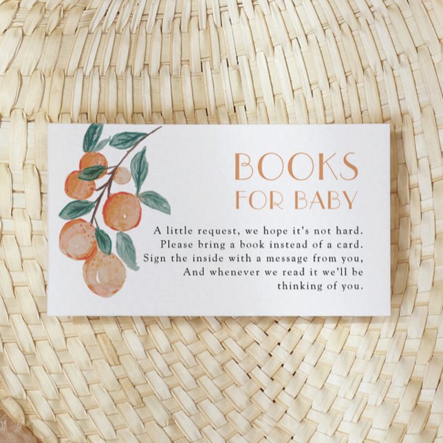 Citrus Oranges Green Baby Shower Books for Baby Enclosure Card (Creator Uploaded)