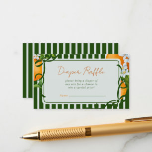 Citrus Oranges Green Stripes Diaper Raffle Enclosure Card