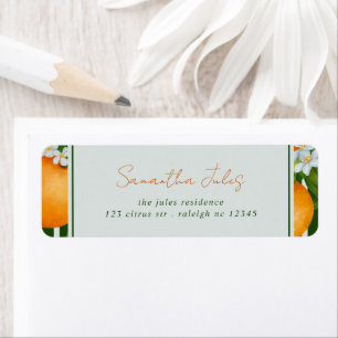 Citrus Oranges Green Stripes Return Address Label