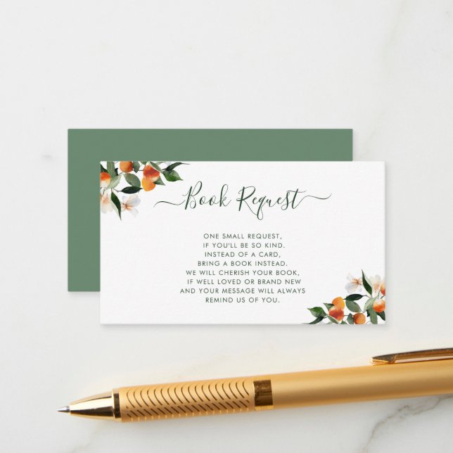 citrus oranges little cutie book request card (Front/Back In Situ)