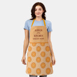 Citrus Oranges Pattern Queen of the Kitchen Name Apron<br><div class="desc">The modern styled chef apron featuring a citrus Oranges seamless pattern, the title "Queen of the Kitchen" and their name. Personalised gift for her , any occasional gift like Christmas gift,  mother's day gift,  birthday gift or any occasional gift apron. No</div>