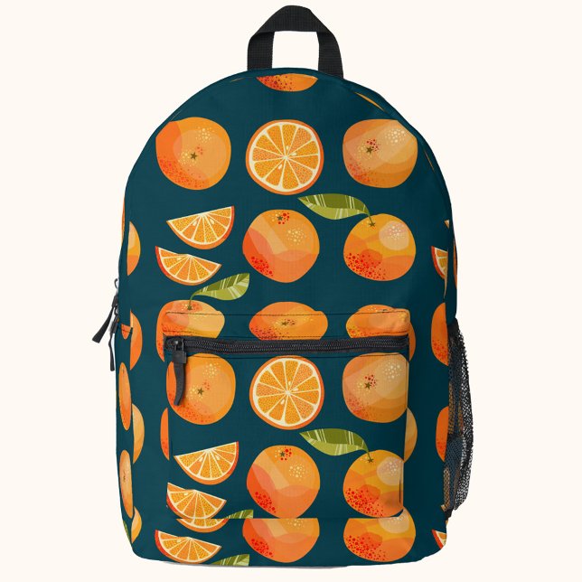 Citrus Oranges Printed Backpack (Citrus orange fruit pattern backpack)