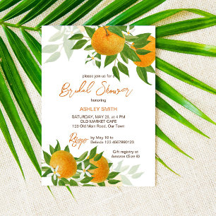 Citrus oranges summer bridal shower invitation