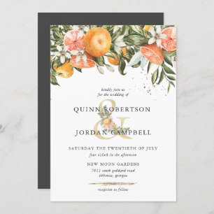 Citrus Orchard   Boho Botanical Wedding Invitation