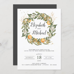 Citrus Orchard   Boho Botanical Wedding Invitation