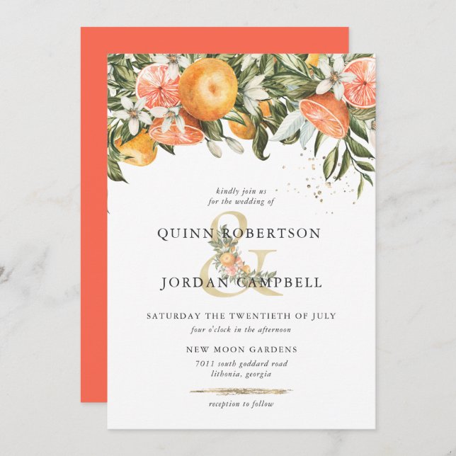 Citrus Orchard | Boho Botanical Wedding Invitation (Front/Back)
