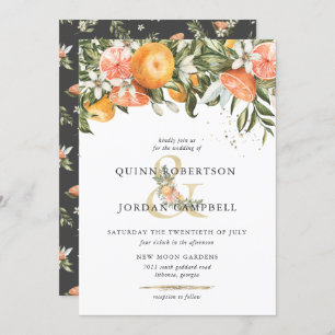 Citrus Orchard   Boho Botanical Wedding Invitation
