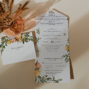 Citrus Orchard Botanic   All in One Wedding Invite