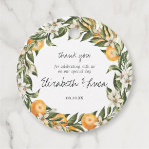 Citrus Orchard Botanical Wreath Wedding Thank You Favour Tags