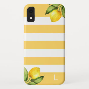 Citrus Orchard Lemon Stripe Monogram Case-Mate iPhone Case