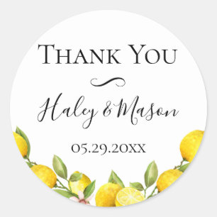 Citrus Orchard Wedding Thank You Favour Classic Round Sticker