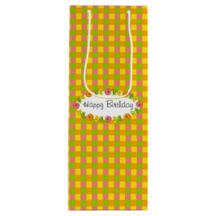 Citrus Oval Check Birthday gift bag wine