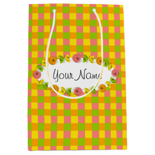 Citrus Oval Check Name gift bag medium