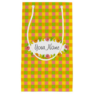 Citrus Oval Check Name gift bag small