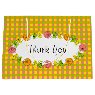 Citrus Oval Check Thank You gift bag large