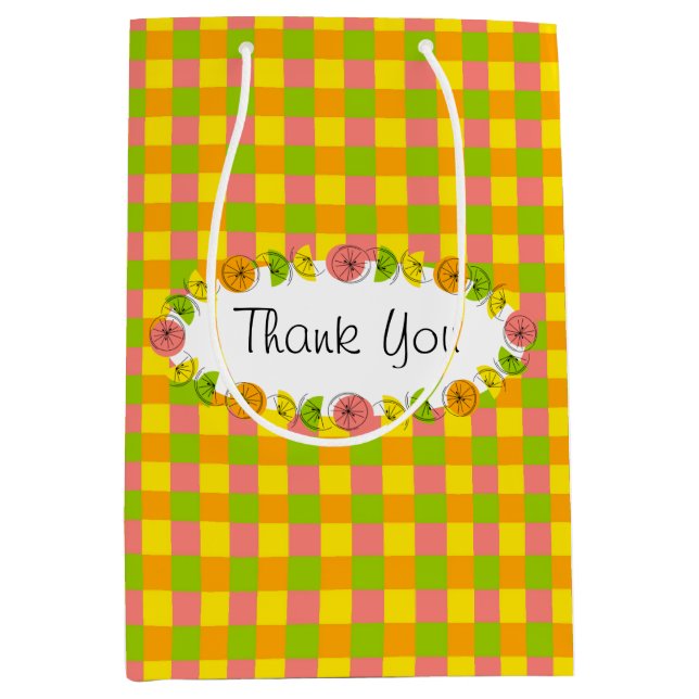 Citrus Oval Check Thank You medium Medium Gift Bag (Front)