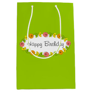 Citrus Oval Green Birthday gift bag medium