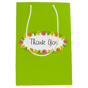 Citrus Oval Green Thank You medium Medium Gift Bag