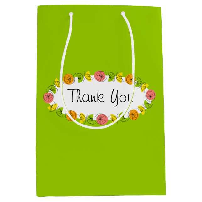 Citrus Oval Green Thank You medium Medium Gift Bag (Front)