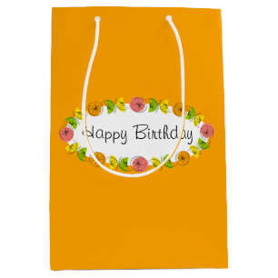 Citrus Oval Orange Birthday gift bag medium