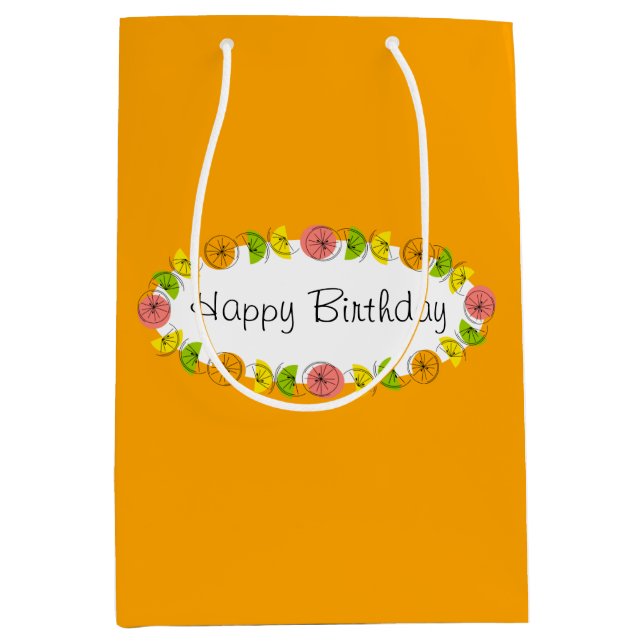 Citrus Oval Orange Birthday gift bag medium (Front)